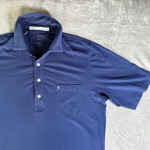 Criquet Polo Shirt Mens M Blue Short Sleeve Pima Cotton Classic Fit Golf Casual